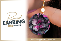 Abstract pink and black round earring png Product Image 1