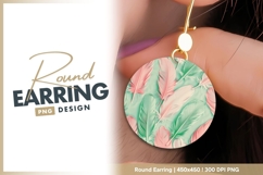 Pink and Green Feathers Arranged in a Circle round earring Product Image 1