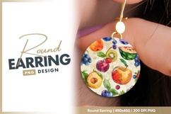 Watercolor Fruit Arrangement on Beige round earring png Product Image 1