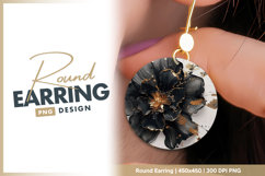 Black and gold elegant floral design Round Earring Product Image 1