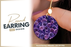 Circular Purple Rose Floral Arrangement on round earring Product Image 1
