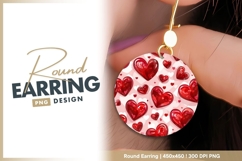 Red Hearts Pattern on Pink Background round earring Product Image 1