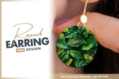 Lush Green Tropical Leaves in a Circular round earring Product Image 1