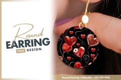 Red Heart Balloons on Black Background round earring Product Image 1