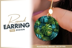 Lush Green and Teal Tropical Leaves round earring Product Image 1