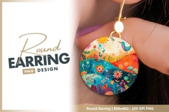 Whimsical Illustration of a Colorful Bird round earring Product Image 1