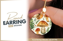 Watercolor Mushroom Illustration with round earring Product Image 1