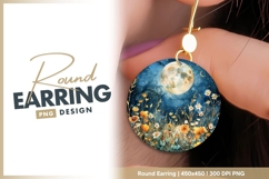 Watercolor Moonlit Meadow with Flowers round earring Product Image 1