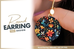Colorful Floral Pattern in a Round Shape round earring Product Image 1