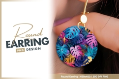 Colorful Tropical Leaves Arrangement in round earring Product Image 1