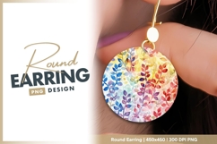 Watercolor Leaves in Rainbow Colors on a round earring Product Image 1