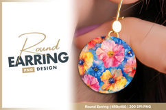 Watercolor floral pattern with colorful flower Round earring Product Image 1