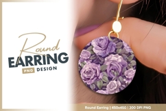 Purple Rose Floral Arrangement in a Circular round earring Product Image 1
