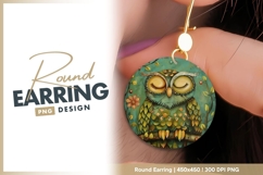 Whimsical Owl Illustration with Closed Eyes round earring Product Image 1