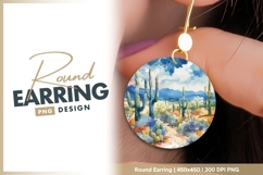 Watercolor Illustration of Desert Landscape round earring Product Image 1