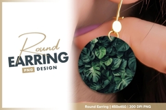 Lush Green Monstera Leaves Arrangement round earring Product Image 1