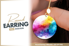 Colorful abstract fluid art background texture round earring Product Image 1