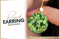 Watercolor Shamrock Pattern in a Circle Round earring Product Image 1