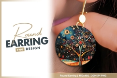 Colorful Abstract Tree Illustration with round earring Product Image 1