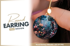 Whimsical Forest Scene with Flowers round earring Product Image 1