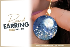 Watercolor Moonlit Night Scene with round earring Product Image 1