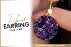Watercolor Purple Roses Floral Arrangement round earring Product Image 1