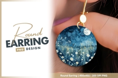 Watercolor Night Meadow Scene with Moon round earring Product Image 1