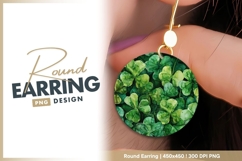 Watercolor Illustration of Green Shamrock round earring Product Image 1