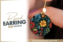 Colorful Floral Illustration with Yellow round earring Product Image 1