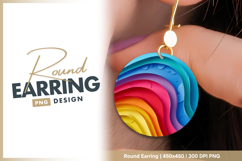 Vibrant rainbow layered wave round earring png Product Image 1
