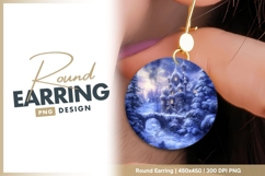 Winter Castle Scene with Snow Covered round earring Product Image 1