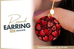 Red Hearts Pattern on Dark Background Round Earring Png Product Image 1