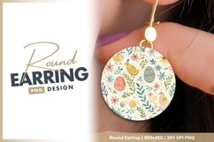 Easter Pattern with Chicks Eggs Flowers and Round Earring Product Image 1