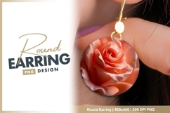 Close Up of a Peach Rose with Water Droplets Round Earring Product Image 1