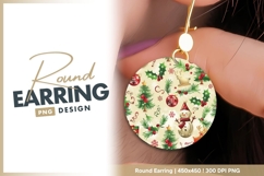 Festive Christmas Pattern with Snowman Round Earring Product Image 1