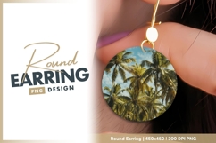 Palm Trees Against Blue Sky Vintage Tropical Round Earring Product Image 1
