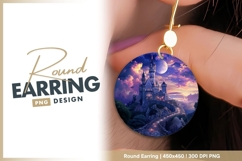 Fairytale Castle on a Rocky Hill Under a Round Earring Product Image 1