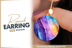 Colorful abstract ink alcohol art painting round earring png Product Image 1