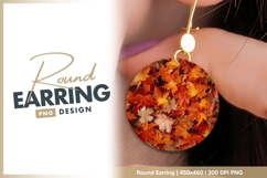 Autumn Leaves in Circle Frame Orange Red Round Earring Product Image 1