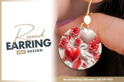Red Hearts Roses White Swan and Feathers Round Earring Product Image 1