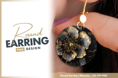 Black and gold floral round earring png Product Image 1