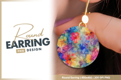 Vibrant floral watercolor painting background round earring Product Image 1