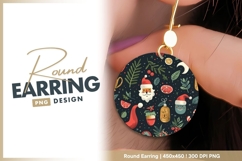 Festive Christmas Pattern with Santa Claus Round Earring Product Image 1