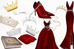 Red Quinceanera Watercolor Clipart Png Product Image 2