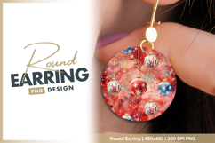 Christmas ornament pattern watercolor round earring png Product Image 1