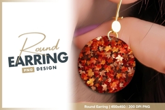 Autumnal Maple Leaves in Red Orange and Round Earring Png Product Image 1
