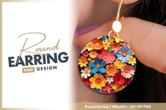 Colorful Paper Flowers in a Circle Arrangement Round Earring Product Image 1