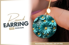 Teal and Yellow Paper Flowers in a Circular Round Earring Product Image 1