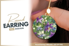 Watercolor Illustration of Columbine Round Earring Png Product Image 1