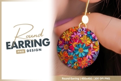 Colorful Floral Circle Arrangement with Round Earring Png Product Image 1